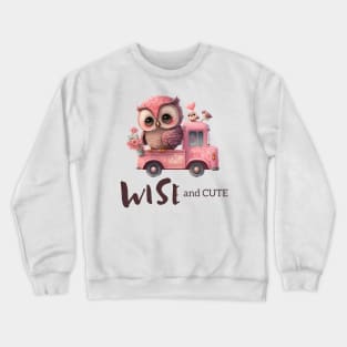 Wise and Cute Owl Design Crewneck Sweatshirt